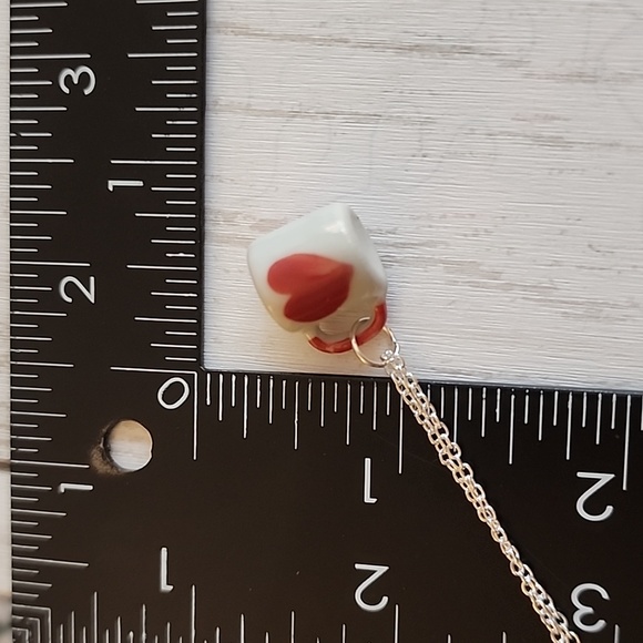 I Love Coffee NECKLACE Ceramic Mug 925S Plated - Picture 4 of 6